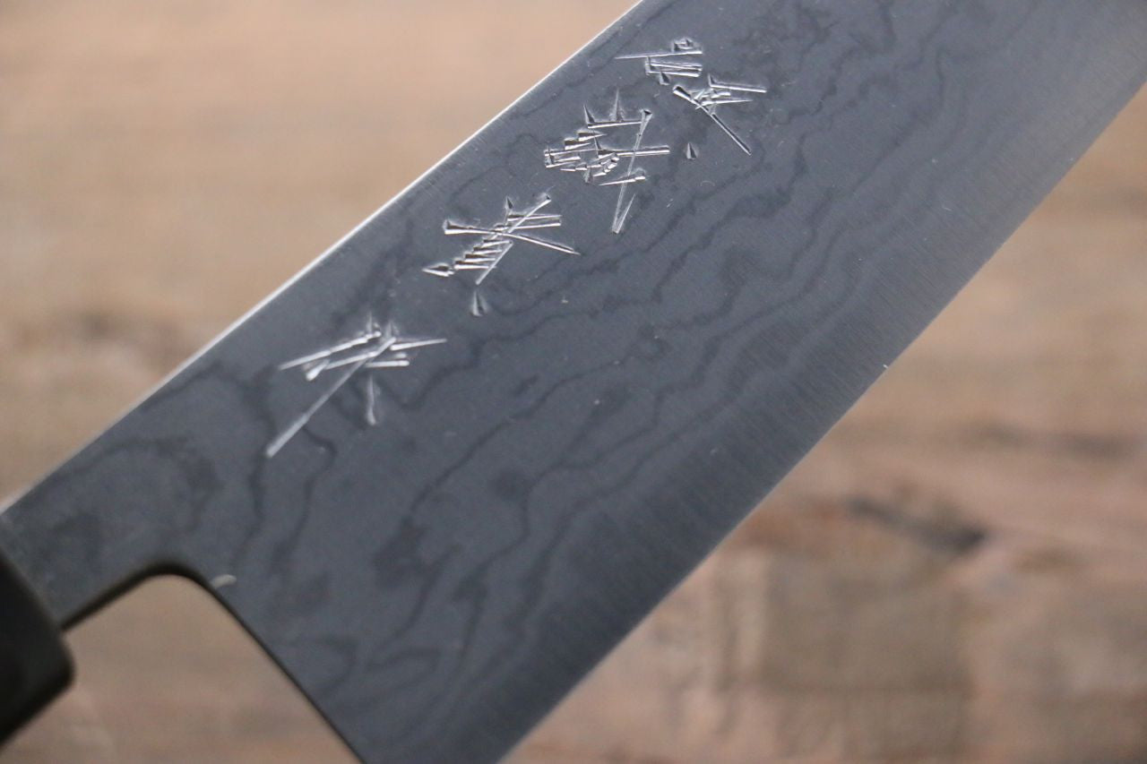 Shigeki Tanaka Blue Steel No.2 17 Layer Damascus Japanese Santoku Knife 165mm Magnolia & Water Buffalo Horn Handle - Seisuke Knife