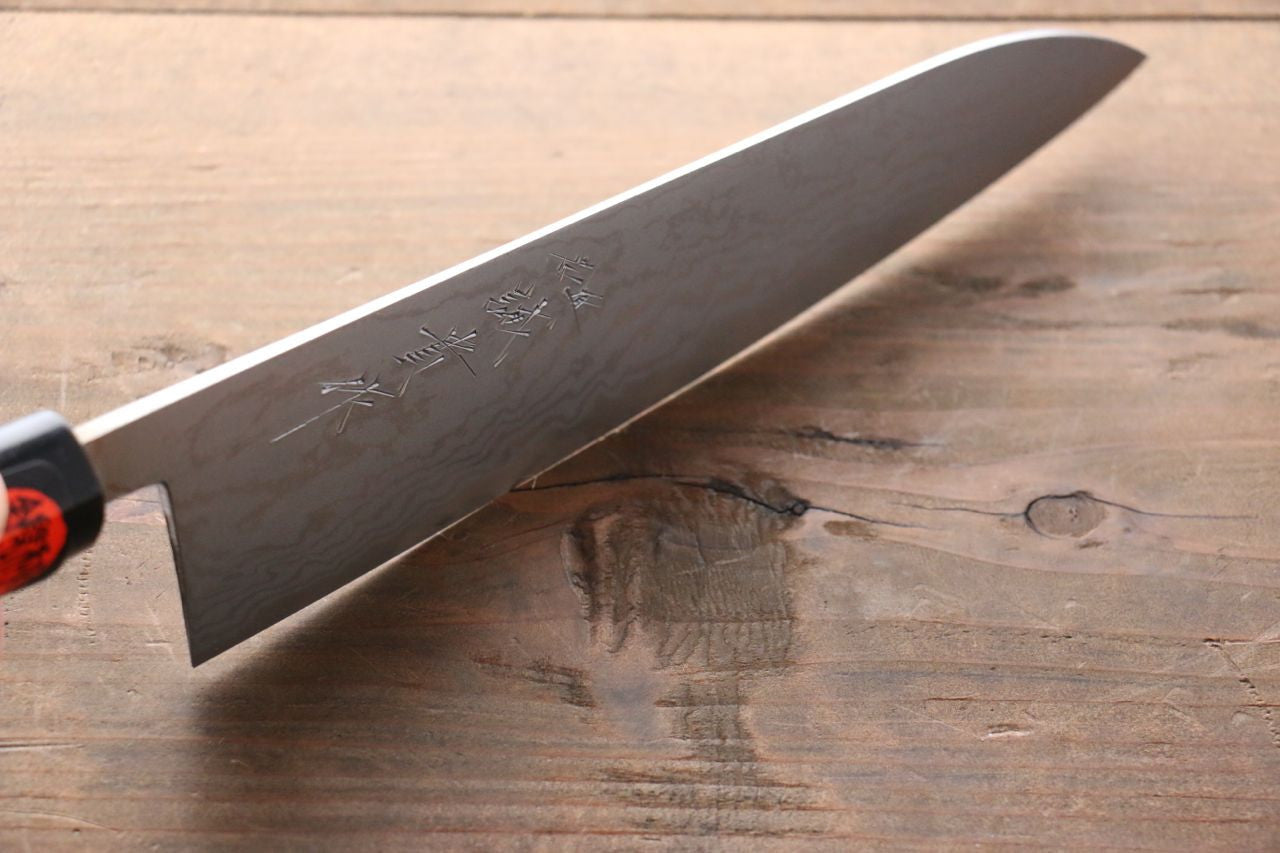 Shigeki Tanaka Blue Steel No.2 17 Layer Damascus Japanese Gyuto Knife 180mm with Magnolia Handle & Water Buffalo Ferrule - Seisuke Knife