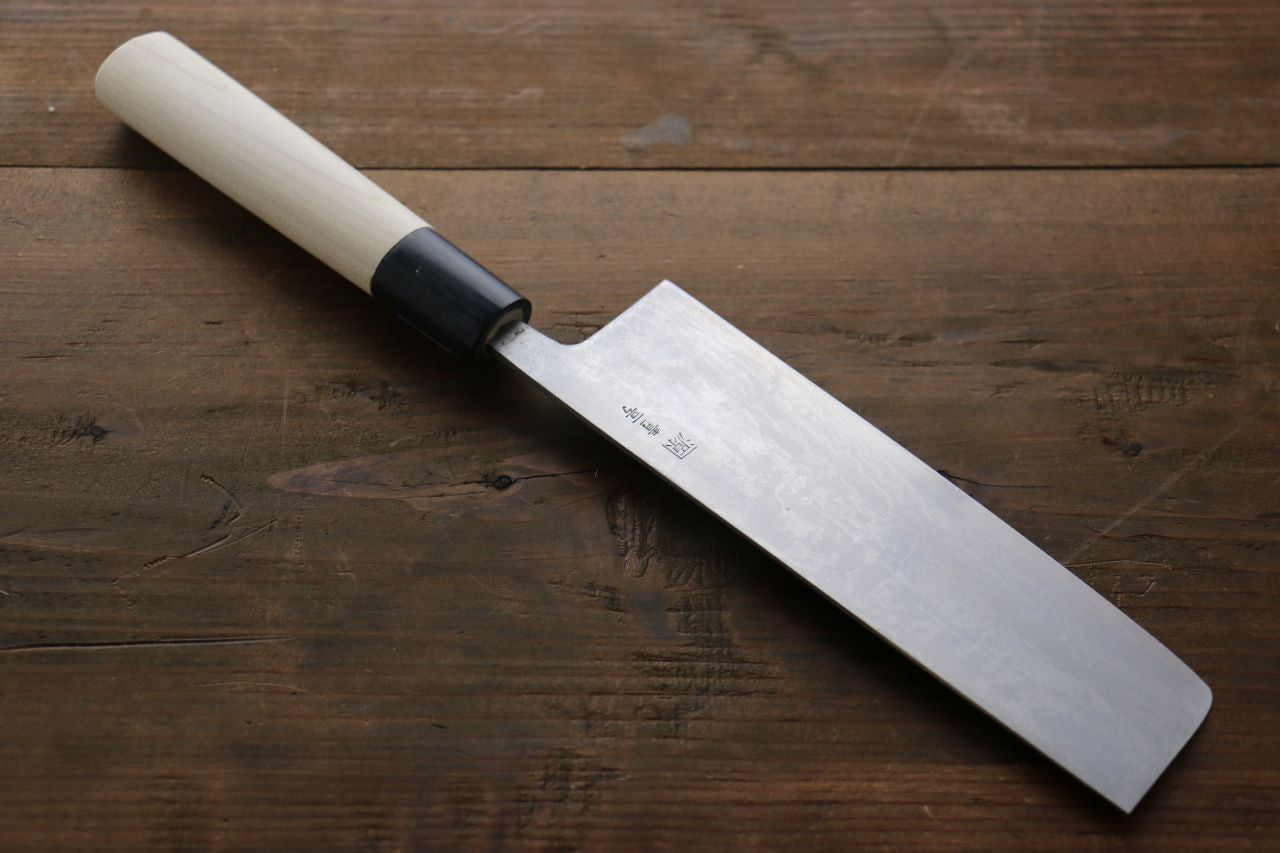 Shigeki Tanaka Blue Steel No.2 17 Layer Damascus Japanese Nakiri Knife 165mm with Magnolia Handle - Seisuke Knife