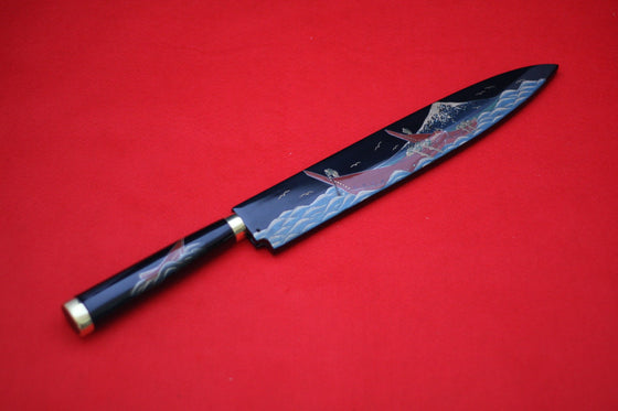 Takeshi Saji Knife VG10 Yanagiba 240mm with Makie Art - Mt.Fuji & Ships - Seisuke Knife