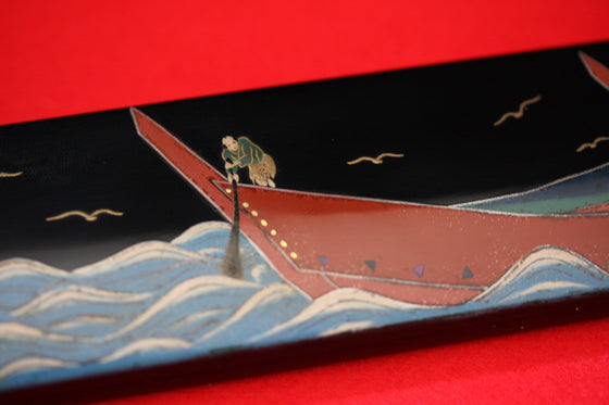 Takeshi Saji Knife VG10 Yanagiba 240mm with Makie Art - Mt.Fuji & Ships - Seisuke Knife