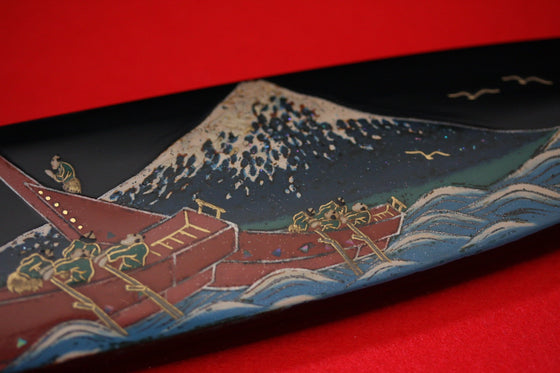 Takeshi Saji Knife VG10 Yanagiba 240mm with Makie Art - Mt.Fuji & Ships - Seisuke Knife