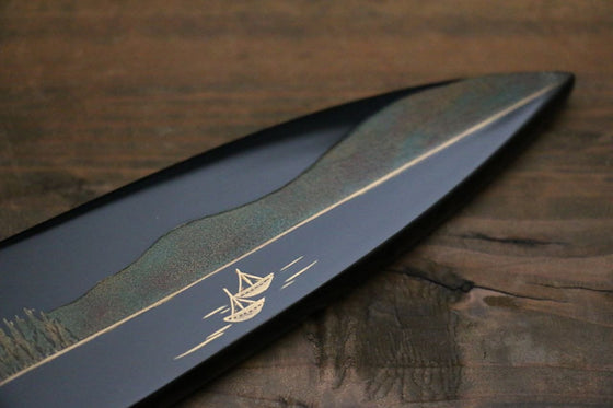 Takeshi Saji Maki-e Art Blue Steel No.2 Colored Damascus Gyuto 210mm Lacquered Handle - Seisuke Knife
