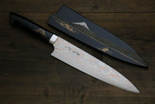  Takeshi Saji Maki-e Art Blue Steel No.2 Colored Damascus Gyuto 210mm Lacquered Handle - Seisuke Knife