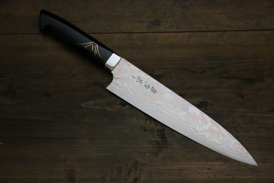 Takeshi Saji Maki-e Art Blue Steel No.2 Colored Damascus Gyuto 210mm Lacquered Handle - Seisuke Knife