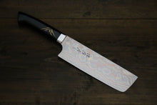  Takeshi Saji Maki-e Art Blue Steel No.2 Colored Damascus Maki-e Art Fujisan Nakiri 180mm Lacquered Handle - Seisuke Knife